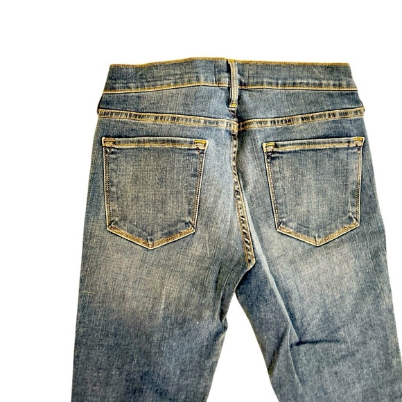 Frame Denim Le Skinny de Jeanne whiskered frayed hem mid tone jeans USA made 26 - Picture 3 of 8